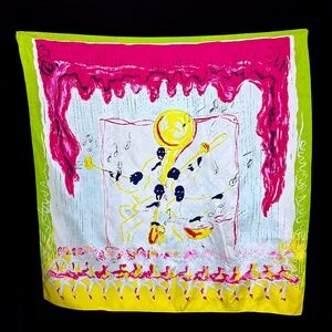 Vintage Bebe Silk Scarf Baar and Beards Moulin Rouge Jazz Band CanCan Dancers